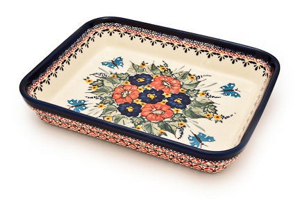 Zaklady Floral Butterfly Small Bakeware — Polish Pottery
