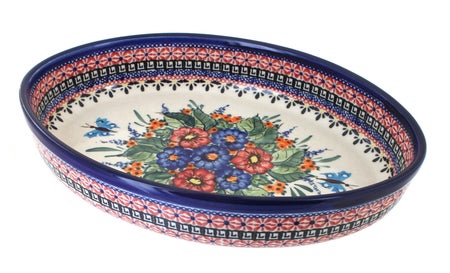 Zaklady Floral Butterfly Medium Bakeware — Polish Pottery