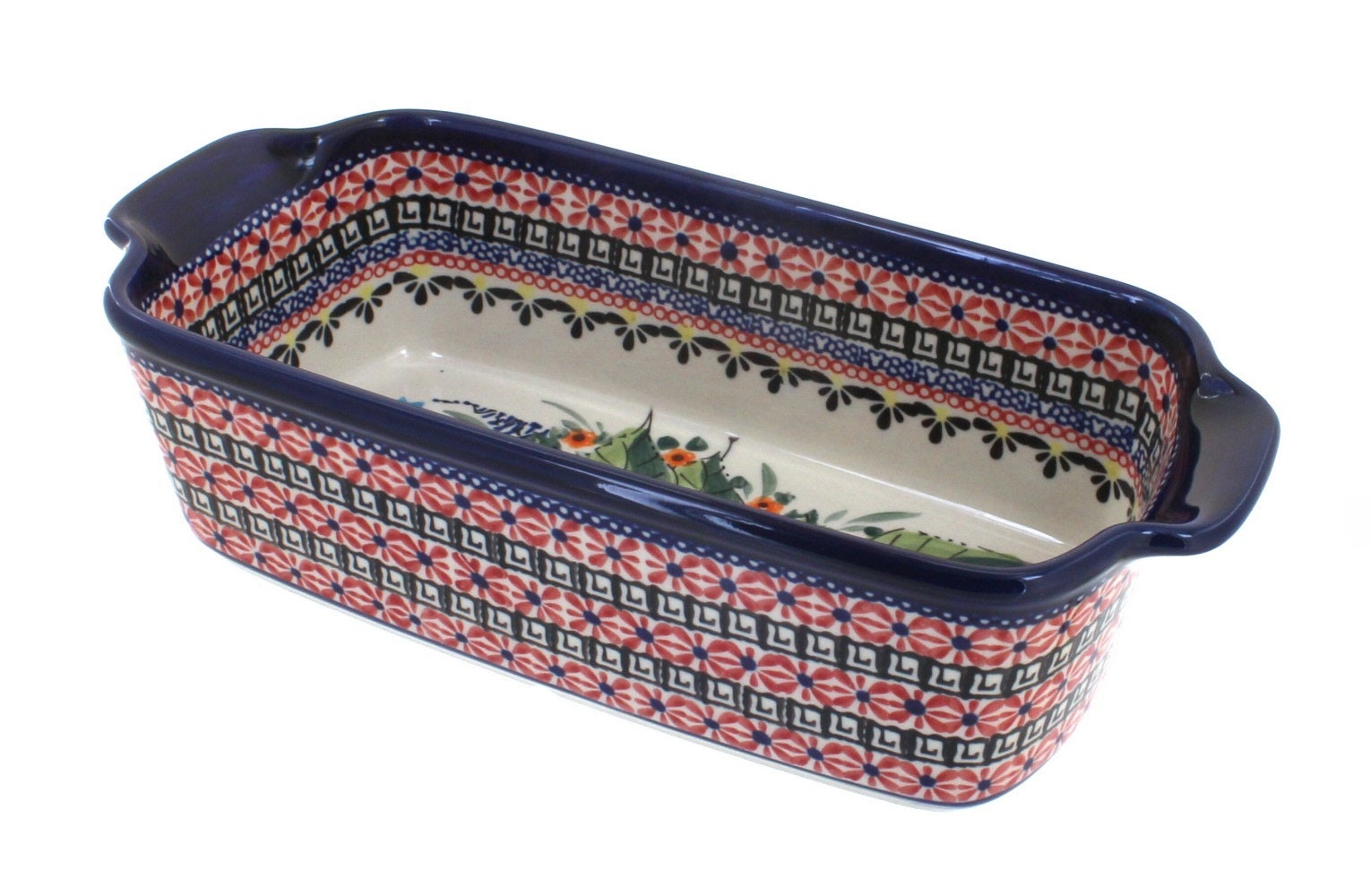 Zaklady Floral Butterfly Loaf Baker — Polish Pottery