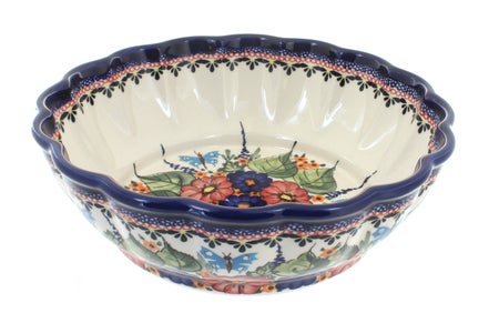 Zaklady Floral Butterfly Large Serving Piece — Polish Pottery