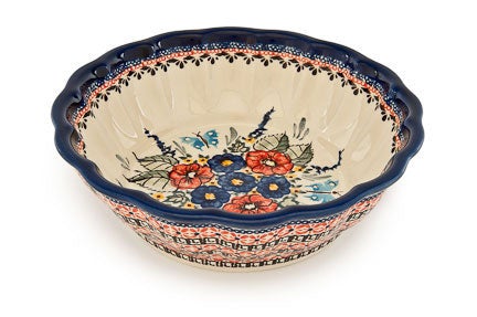 Zaklady Floral Butterfly Large Serving Piece — Polish Pottery