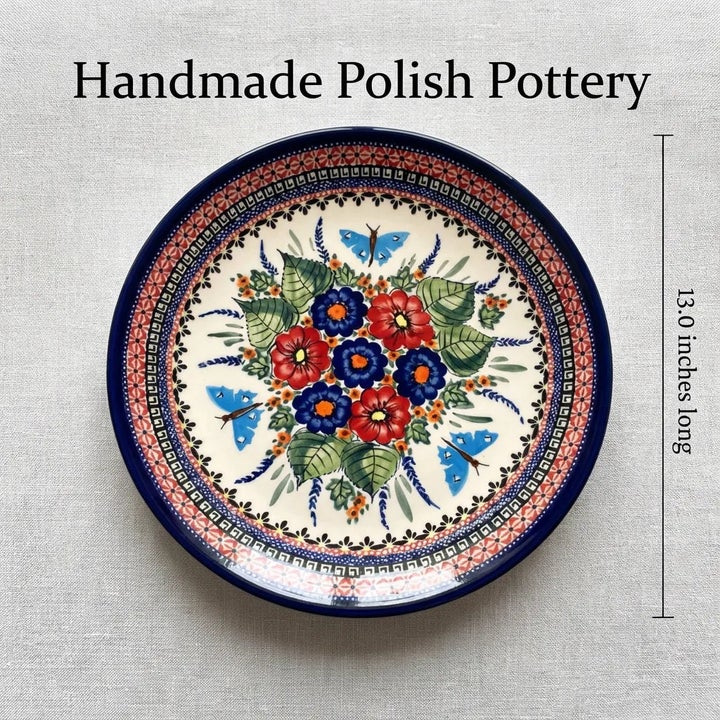 Zaklady Floral Butterfly Large Serving Piece — Polish Pottery