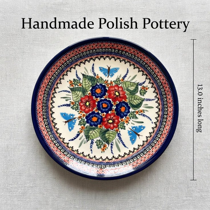 Detail image of Zaklady Floral Butterfly Large Serving Piece — Polish Pottery