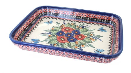 Zaklady Floral Butterfly Medium Bakeware — Polish Pottery