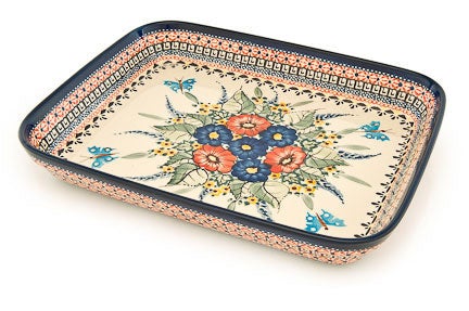 Zaklady Floral Butterfly Medium Bakeware — Polish Pottery