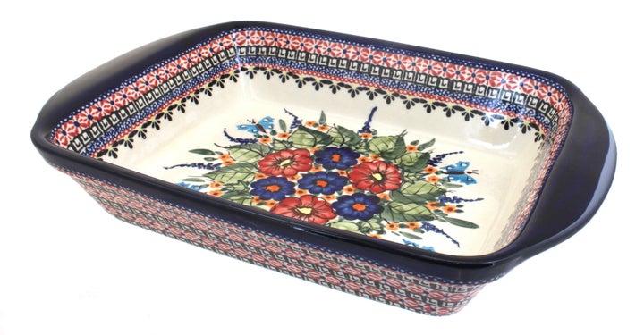 Zaklady Floral Butterfly Large Bakeware — Polish Pottery