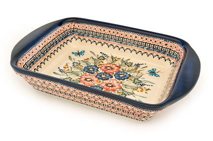 Zaklady Floral Butterfly Large Bakeware — Polish Pottery
