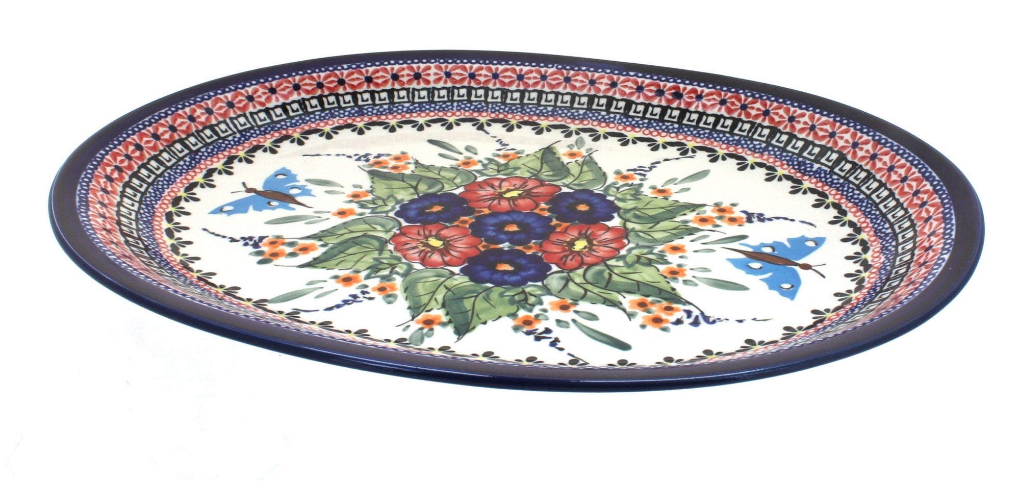 Zaklady Floral Butterfly Large Serving Piece — Polish Pottery