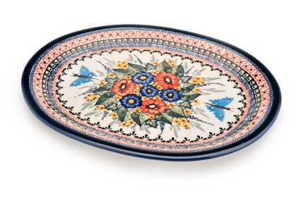 Zaklady Floral Butterfly Large Serving Piece — Polish Pottery