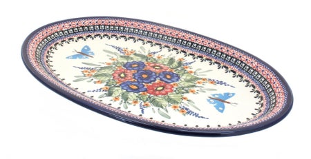 Zaklady Floral Butterfly Large Serving Piece — Polish Pottery