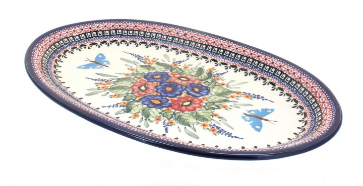 Zaklady Floral Butterfly Large Serving Piece — Polish Pottery