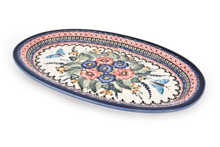 Detail image of Zaklady Floral Butterfly Large Serving Piece — Polish Pottery