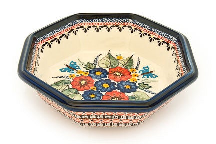 Detail image of Zaklady Floral Butterfly Large Serving Piece — Polish Pottery