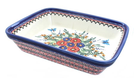 Zaklady Floral Butterfly Large Bakeware — Polish Pottery