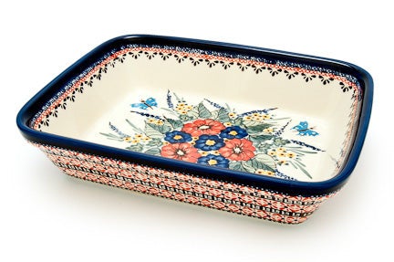Zaklady Floral Butterfly Large Bakeware — Polish Pottery