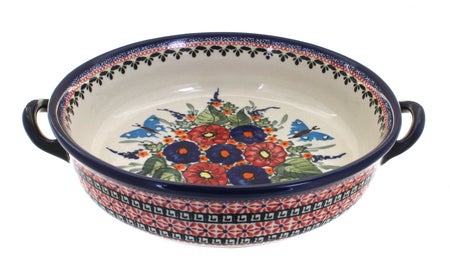 Zaklady Floral Butterfly Medium Bakeware — Polish Pottery