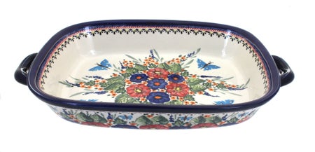 Zaklady Floral Butterfly Large Bakeware — Polish Pottery
