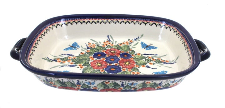 Zaklady Floral Butterfly Large Bakeware — Polish Pottery