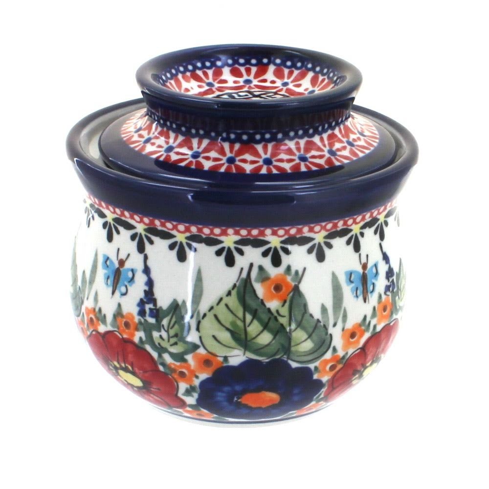 Zaklady Floral Butterfly Butter Dish — Polish Pottery