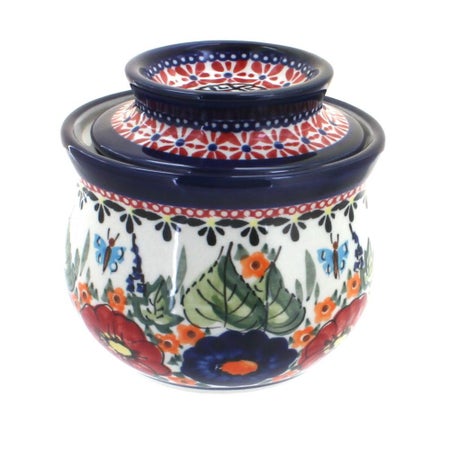Zaklady Floral Butterfly Butter Dish — Polish Pottery