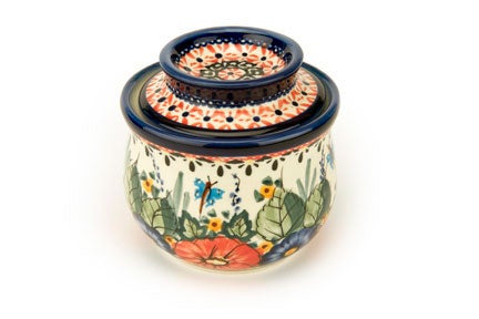 Detail image of Zaklady Floral Butterfly Butter Dish — Polish Pottery