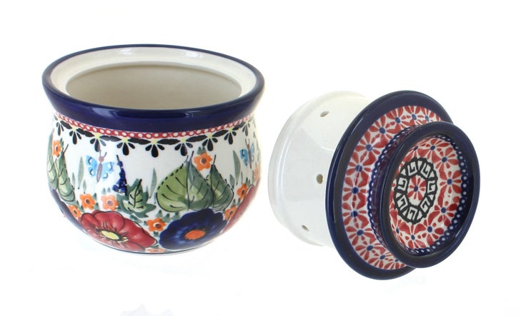 Detail image of Zaklady Floral Butterfly Butter Dish — Polish Pottery