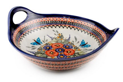 Detail image of Zaklady Floral Butterfly Large Serving Piece — Polish Pottery