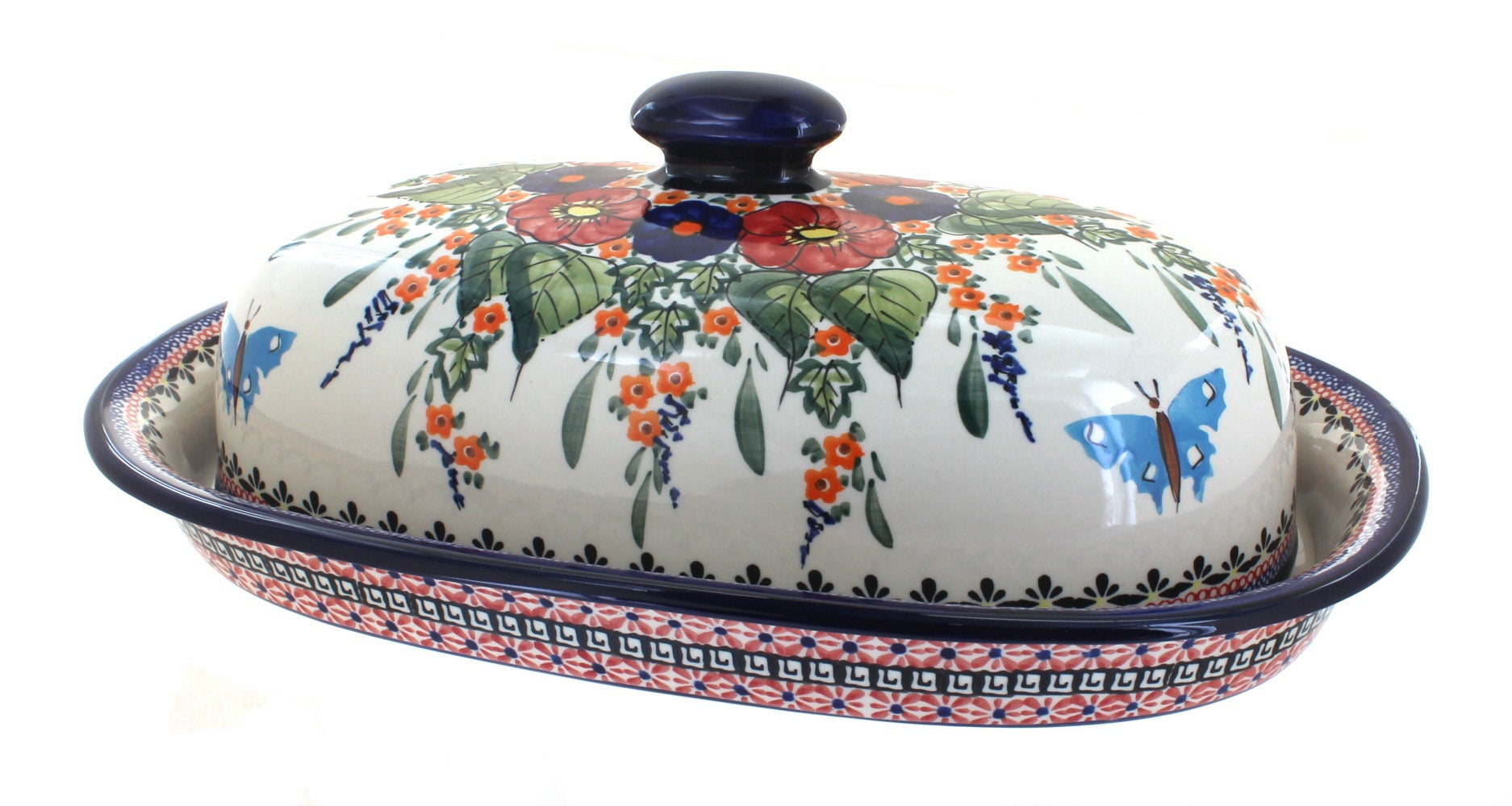Zaklady Floral Butterfly Counter Storage — Polish Pottery