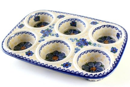 Detail image of Vena Daisy Surprise Muffin Pan — Polish Pottery