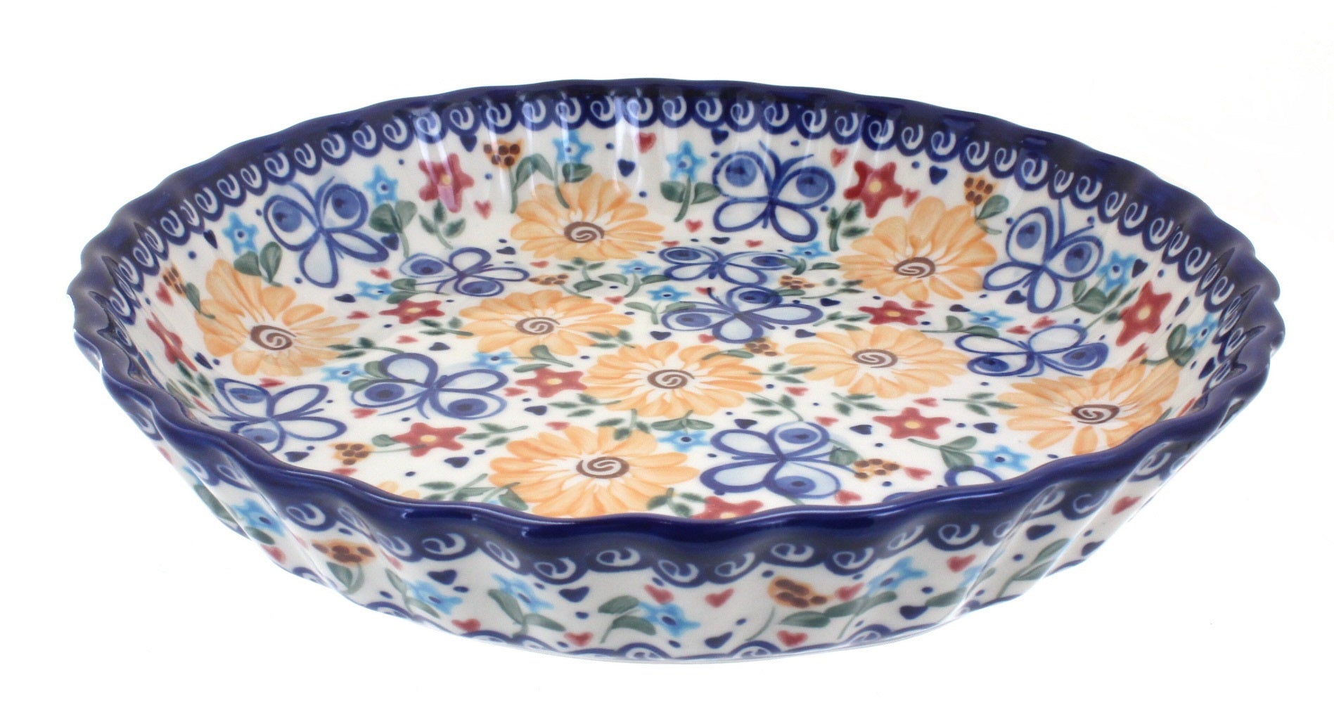 Vena Butterfly Pie Plate — Polish Pottery