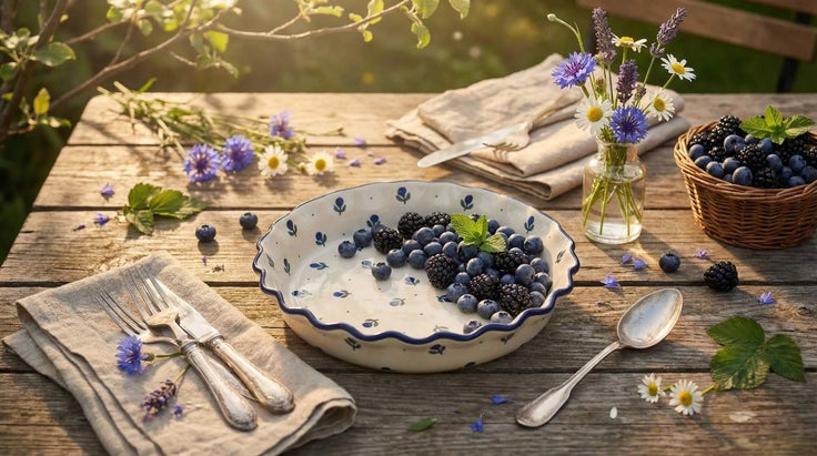 Detail image of Ceramika Artystyczna Blueberry Pie Plate — Polish Pottery