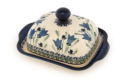 Zaklady Blue Tulip Butter Dish — Polish Pottery