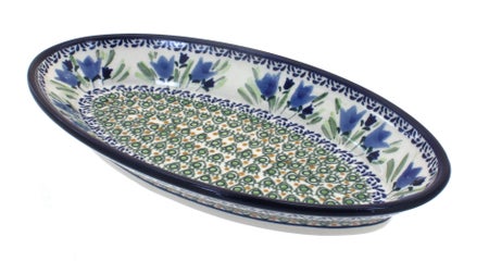 Zaklady Blue Tulip Small Serving Piece — Polish Pottery
