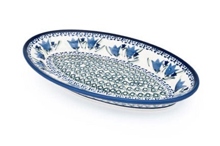 Zaklady Blue Tulip Small Serving Piece — Polish Pottery