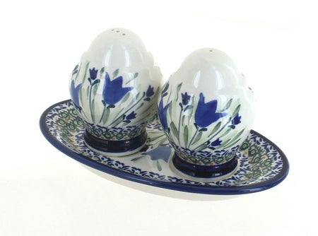 Zaklady Blue Tulip Salt & Pepper Shaker — Polish Pottery