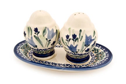 Zaklady Blue Tulip Salt & Pepper Shaker — Polish Pottery