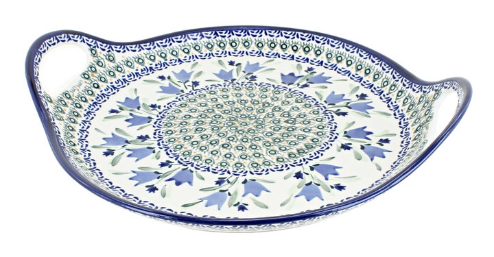 Zaklady Blue Tulip Large Serving Piece — Polish Pottery