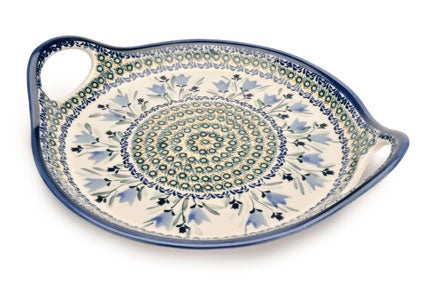 Zaklady Blue Tulip Large Serving Piece — Polish Pottery