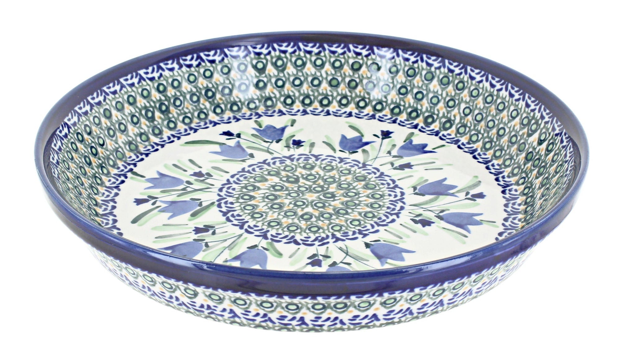 Zaklady Blue Tulip Pie Plate — Polish Pottery