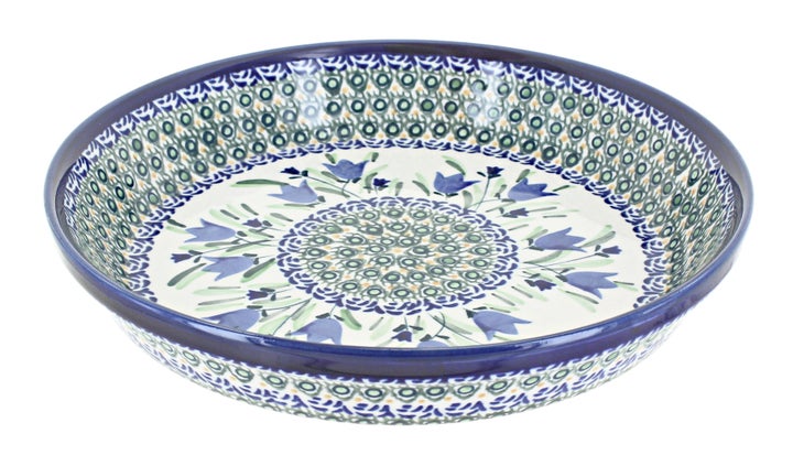 Zaklady Blue Tulip Pie Plate — Polish Pottery