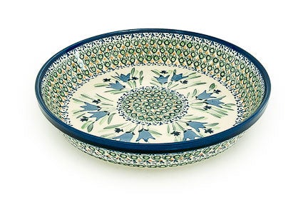 Zaklady Blue Tulip Pie Plate — Polish Pottery