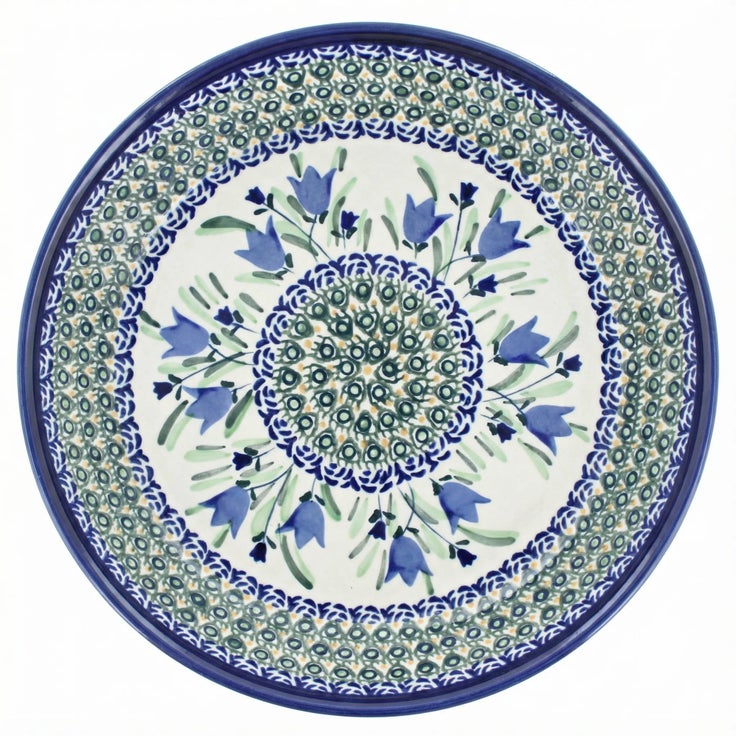 Detail image of Zaklady Blue Tulip Pie Plate — Polish Pottery