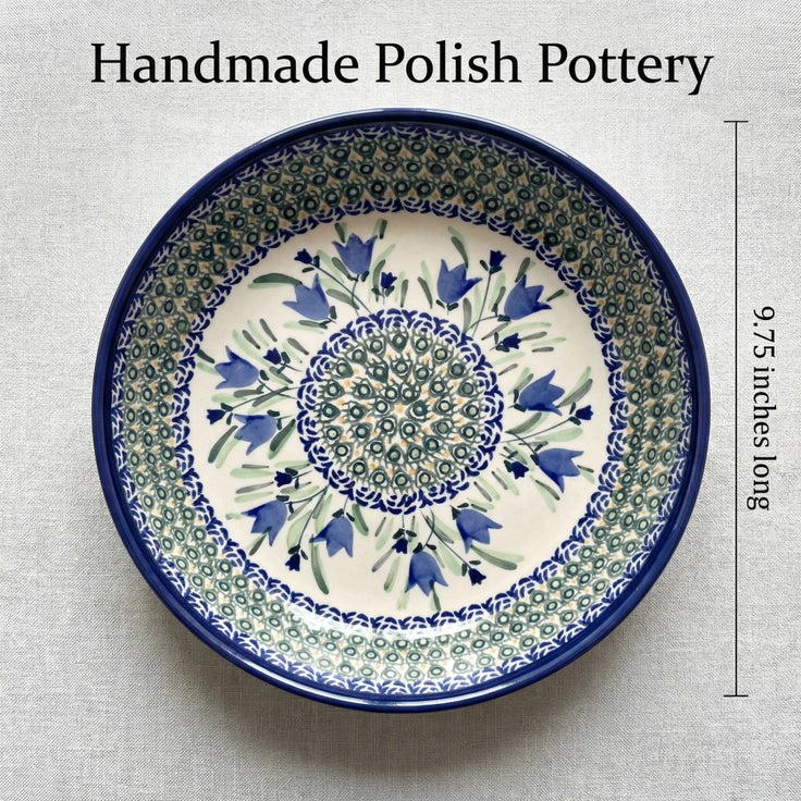 Detail image of Zaklady Blue Tulip Pie Plate — Polish Pottery