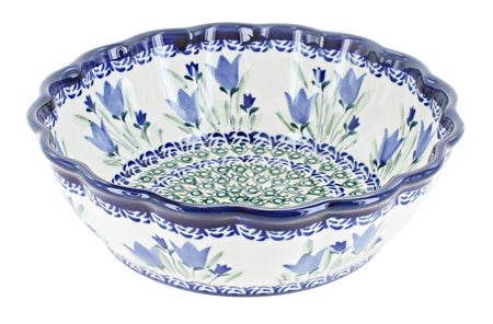 Zaklady Blue Tulip Medium Serving Piece — Polish Pottery