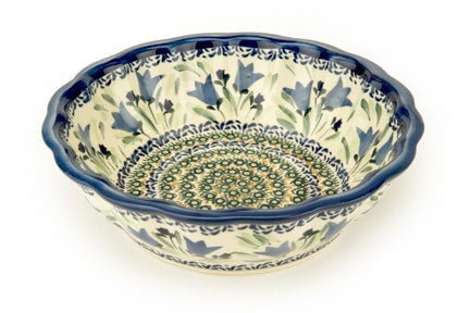 Zaklady Blue Tulip Medium Serving Piece — Polish Pottery