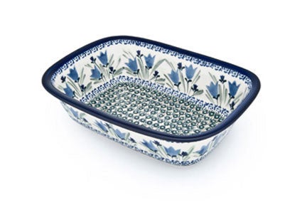 Detail image of Zaklady Blue Tulip Loaf Baker — Polish Pottery