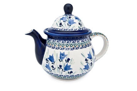 Detail image of Zaklady Blue Tulip Teapot — Polish Pottery
