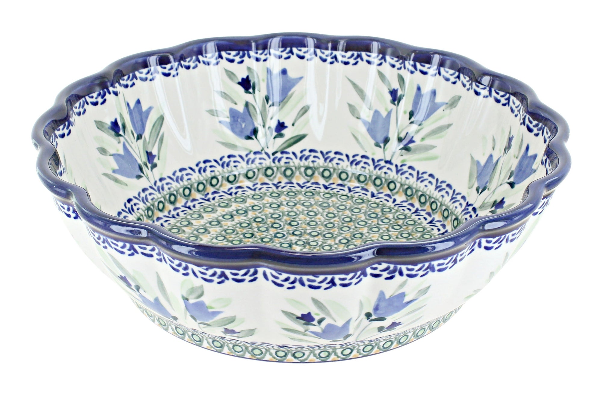 Zaklady Blue Tulip Large Serving Piece — Polish Pottery