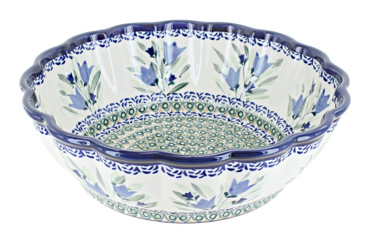 Zaklady Blue Tulip Large Serving Piece — Polish Pottery