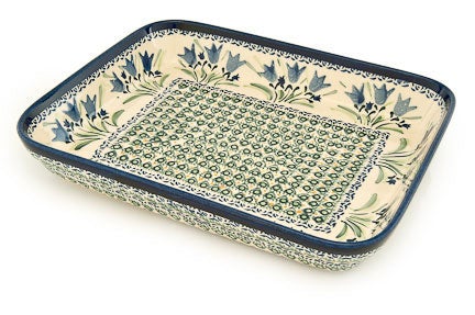 Detail image of Zaklady Blue Tulip Medium Bakeware — Polish Pottery